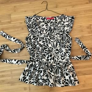 Elle Sleeveless Peplum Blouse with sash waist